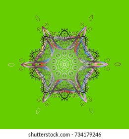 Christmas pattern with snowflakes abstract background. Green, gray and neutral snowflakes. Vector. Holiday design for Christmas and New Year fashion prints.