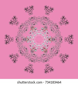 Christmas pattern with snowflakes abstract background. Pink, gray and neutral pink, gray and neutral colors. Holiday design for Christmas and New Year fashion prints. Vector.