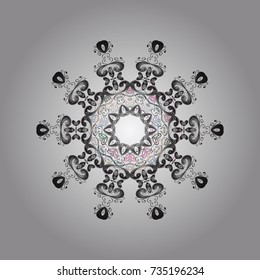 Christmas pattern with snowflakes abstract background. Holiday design for Christmas and New Year fashion prints. Neutral, gray and white snowflakes. Vector.