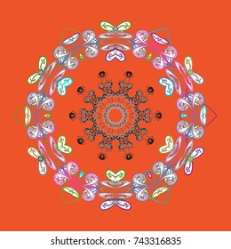 Christmas pattern with snowflakes abstract background. Holiday design for Christmas and New Year fashion prints. Vector illustration. Orange, neutral and white colors.