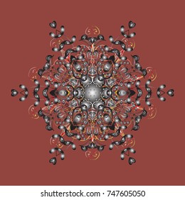 Christmas pattern with snowflakes abstract background. Holiday design for Christmas and New Year fashion prints. Vector illustration. Brown, gray and neutral snowflakes. Brown, gray and neutral colors