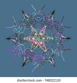 Christmas pattern with snowflakes abstract background. Vector illustration. Blue, gray and neutral colors. Holiday design for Christmas and New Year fashion prints.