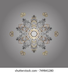 Christmas pattern with snowflakes abstract background. Gray, brown and white colors. Holiday design for Christmas and New Year fashion prints. Gray, brown and white snowflakes. Vector illustration.