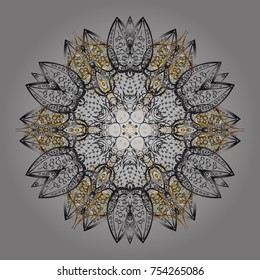 Christmas pattern with snowflakes abstract background. Gray, brown and beige colors. Vector illustration. Holiday design for Christmas and New Year fashion prints. Gray, brown and beige snowflakes.