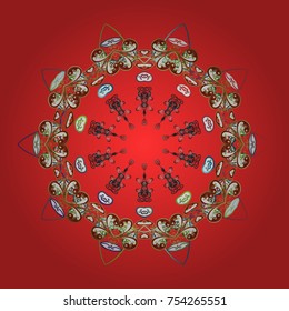 Christmas pattern with snowflakes abstract background. Red, white and neutral snowflakes. Vector illustration. Holiday design for Christmas and New Year fashion prints.