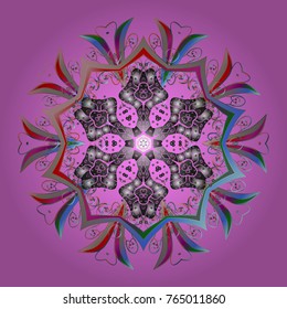 Christmas pattern with snowflakes abstract background. Vector illustration. Holiday design for Christmas and New Year fashion prints. Pink, gray and blue snowflakes.