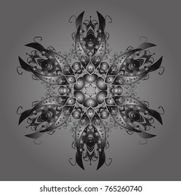 Christmas pattern with snowflakes abstract background. Gray, brown and neutral colors. Gray, brown and neutral snowflakes. Vector illustration. Holiday design for Christmas and New Year fashion prints