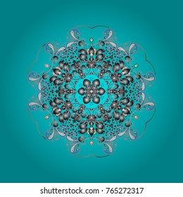 Christmas pattern with snowflakes abstract background. Vector illustration. Blue, gray and neutral colors. Holiday design for Christmas and New Year fashion prints.