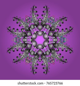 Christmas pattern with snowflakes abstract background. Violet, gray and neutral snowflakes. Vector illustration. Holiday design for Christmas and New Year fashion prints.