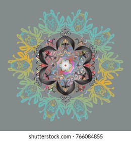 Christmas pattern with snowflakes abstract background. Gray, blue and neutral colors. Holiday design for Christmas and New Year fashion prints. Vector illustration.
