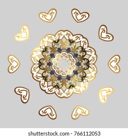 Christmas pattern with snowflakes abstract background. Gray, white and brown colors. Holiday design for Christmas and New Year fashion prints. Vector illustration.