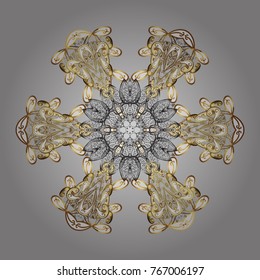 Christmas pattern with snowflakes abstract background. Holiday design for Christmas and New Year fashion prints. Gray, white and brown snowflakes. Vector illustration.