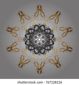Christmas pattern with snowflakes abstract background. Gray, brown and beige snowflakes. Vector illustration. Holiday design for Christmas and New Year fashion prints.