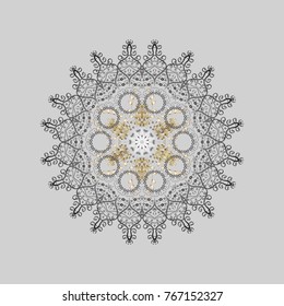 Christmas pattern with snowflakes abstract background. Holiday design for Christmas and New Year fashion prints. Gray, neutral and beige colors. Vector illustration. Gray, neutral and beige snowflakes