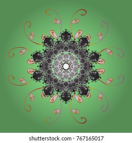 Christmas pattern with snowflakes abstract background. Holiday design for Christmas and New Year fashion prints. Green, gray and white colors. Vector illustration. Green, gray and white snowflakes.