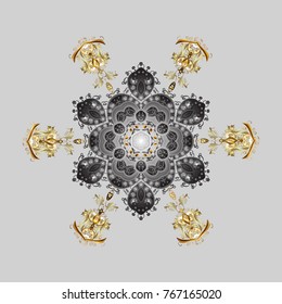 Christmas pattern with snowflakes abstract background. Vector illustration. Gray, brown and neutral colors. Holiday design for Christmas and New Year fashion prints.