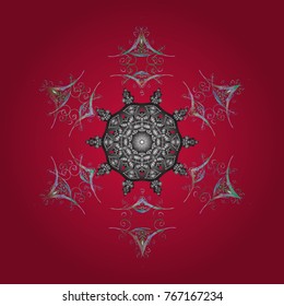 Christmas pattern with snowflakes abstract background. Red, gray and neutral colors. Holiday design for Christmas and New Year fashion prints. Vector illustration.