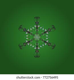 Christmas pattern with snowflakes abstract background. Vector illustration. Holiday design for Christmas and New Year fashion prints. Green, gray and blue snowflakes.