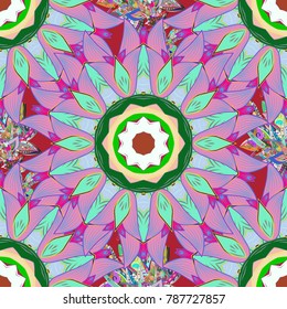 Christmas pattern with snowflakes abstract background. Holiday design for Christmas and New Year fashion prints. Pink, blue and neutral snowflakes. Vector illustration.