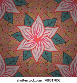 Christmas pattern with snowflakes abstract background. Vector illustration. Pink, neutral and beige colors. Holiday design for Christmas and New Year fashion prints.