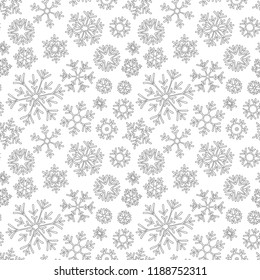 Christmas pattern from snowflakes for a card vector. For coloring book.Hand-drawn doodle decorative. Black and white pattern.