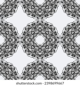 Christmas pattern from snowflakes for a card vector. For coloring book. Hand-drawn decorative. Black and white pattern