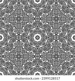 Christmas pattern from snowflakes for a card vector. For coloring book. Hand-drawn decorative. Black and white pattern