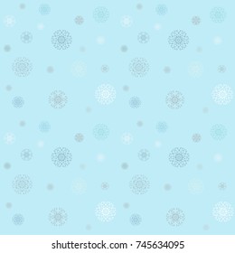 Christmas pattern with snowflakes on a blue winter sky