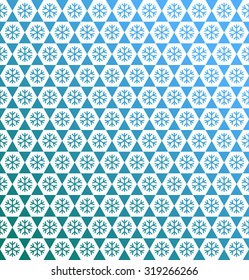 Christmas pattern of snowflakes on colorful background. New year holidays gift paper print. Vector illustration.