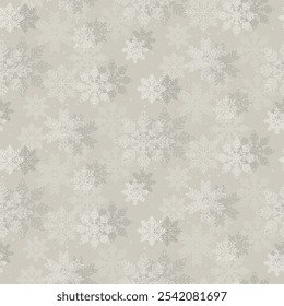 Padrão de Natal com flocos de neve em um fundo claro. Fundo sem costura perfeito para uso em têxteis, papéis de parede e decorações festivas.
