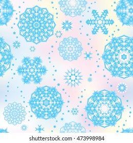 christmas pattern with snowflakes on light background