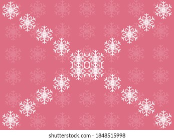 Christmas pattern with snowflakes on pink background
