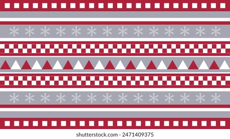 Patrón de Navidades con copos de nieve y Formas, rojo y gris