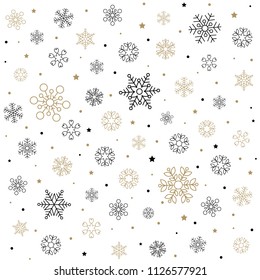 Christmas pattern with snowflakes, stars and dots isolated on light background. Fits perfectly for print or any christmas background.