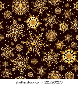 Christmas pattern of snowflakes. Vector seamless pattern of snowflakes.