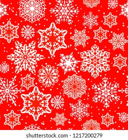 Christmas pattern of snowflakes. Vector seamless pattern of snowflakes.