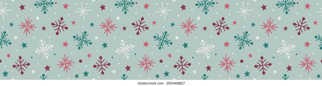 Christmas pattern with snowflakes. Xmas wrapping paper concept. Banner. Vector