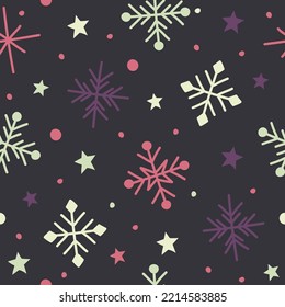 Patrón navideño con copos de nieve. Concepto de papel de envoltura de Navidad. Vector