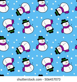 Christmas pattern with snowman