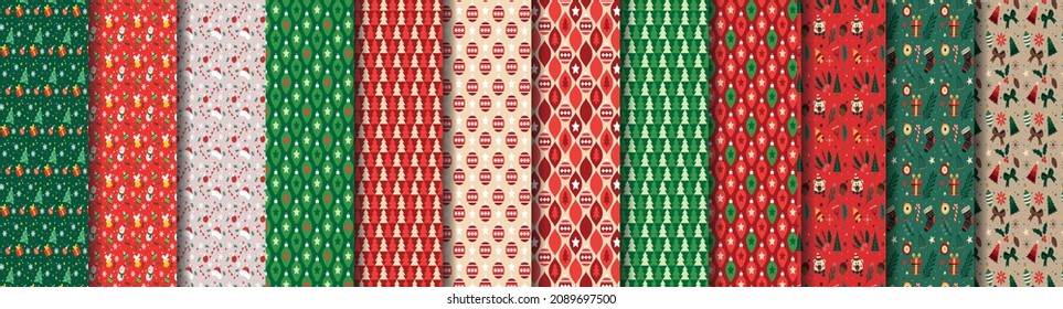 Christmas pattern snowman decoration vector set