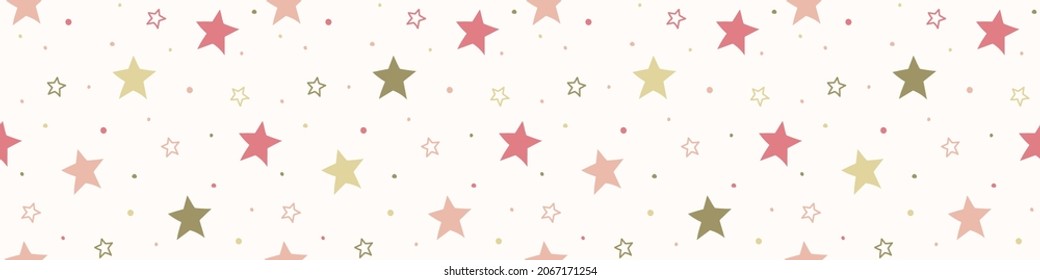 Christmas pattern with stars. Panoramic header. Vector