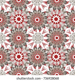 Christmas pattern with Christmas stars and snowflakes