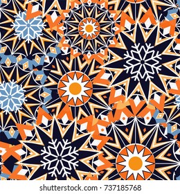 Christmas pattern with stars and snowflakes