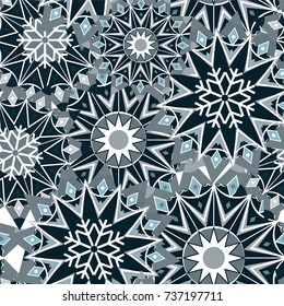 Christmas pattern with stars and snowflakes