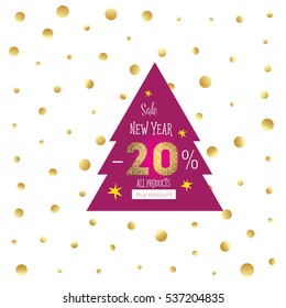 Christmas pattern stock sale. Christmas tree on the background of gold circles.