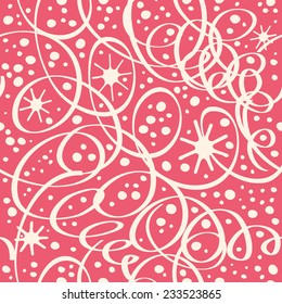 Christmas pattern with streamers and confetti. Seamless background for your design.