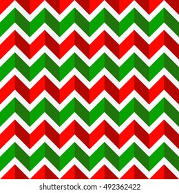Christmas Pattern stripe seamless red green and white colors. Merry Christmas geometric abstract background vector chevron . Gift wrap paper design for holidays season. 