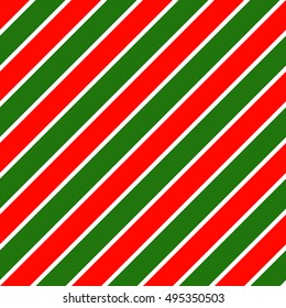 Christmas Pattern stripe seamless red green and white colors. Merry Christmas abstract background vector diagonal. Gift wrap paper design for holidays season.