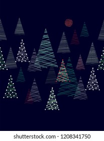 Christmas pattern with stylized spruce trees 