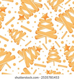 christmas pattern of stylized christmas tree with french fries and star on top for different holiday posters or designs	